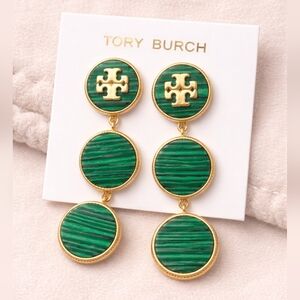 🆕️Tory Burch Malachite Green Dangle Earrings | NWOT